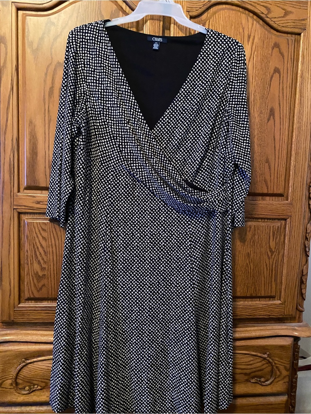 Chap’s Black and White Polka Wrap Dress, 20W
